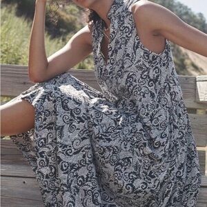 Anthropologie Maeve Marya Tiered Black and White Maxi Dress